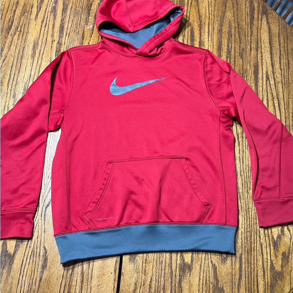 Nike Kids Red and Gray Hoodie